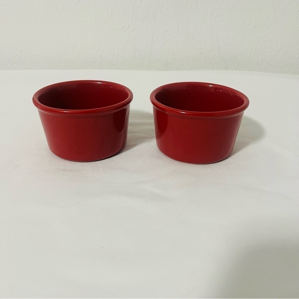 Chantal Set (2) Cook & Serve Red Ramekin 1 Cup Freeze Microwave Oven Dishwasher